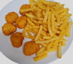 72 Chicken Nuggets mit Pommes (6 Stück)